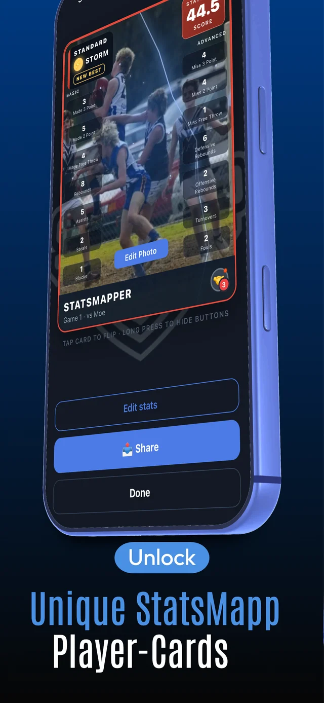 StatsMapp Player Card after a match with basic and advanced stats