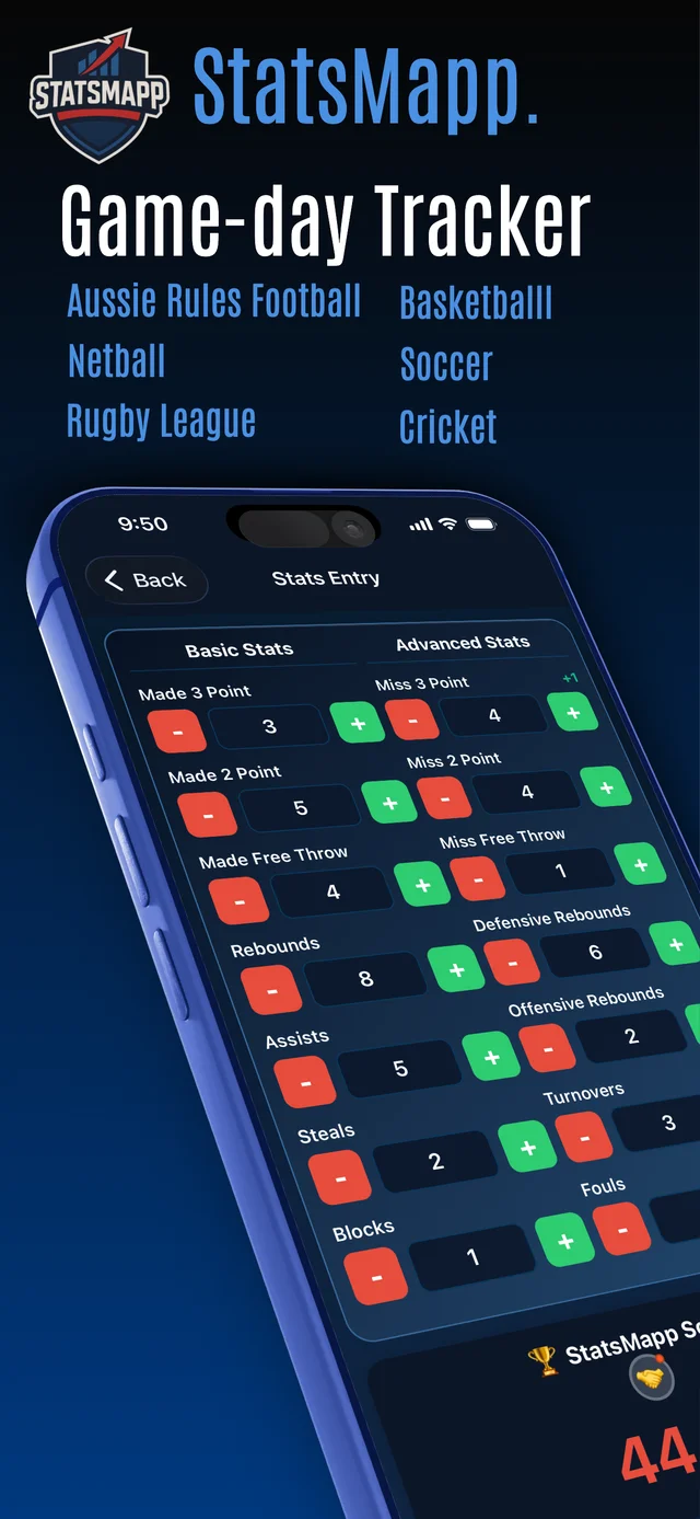 StatsMapp stats entry screen during a game