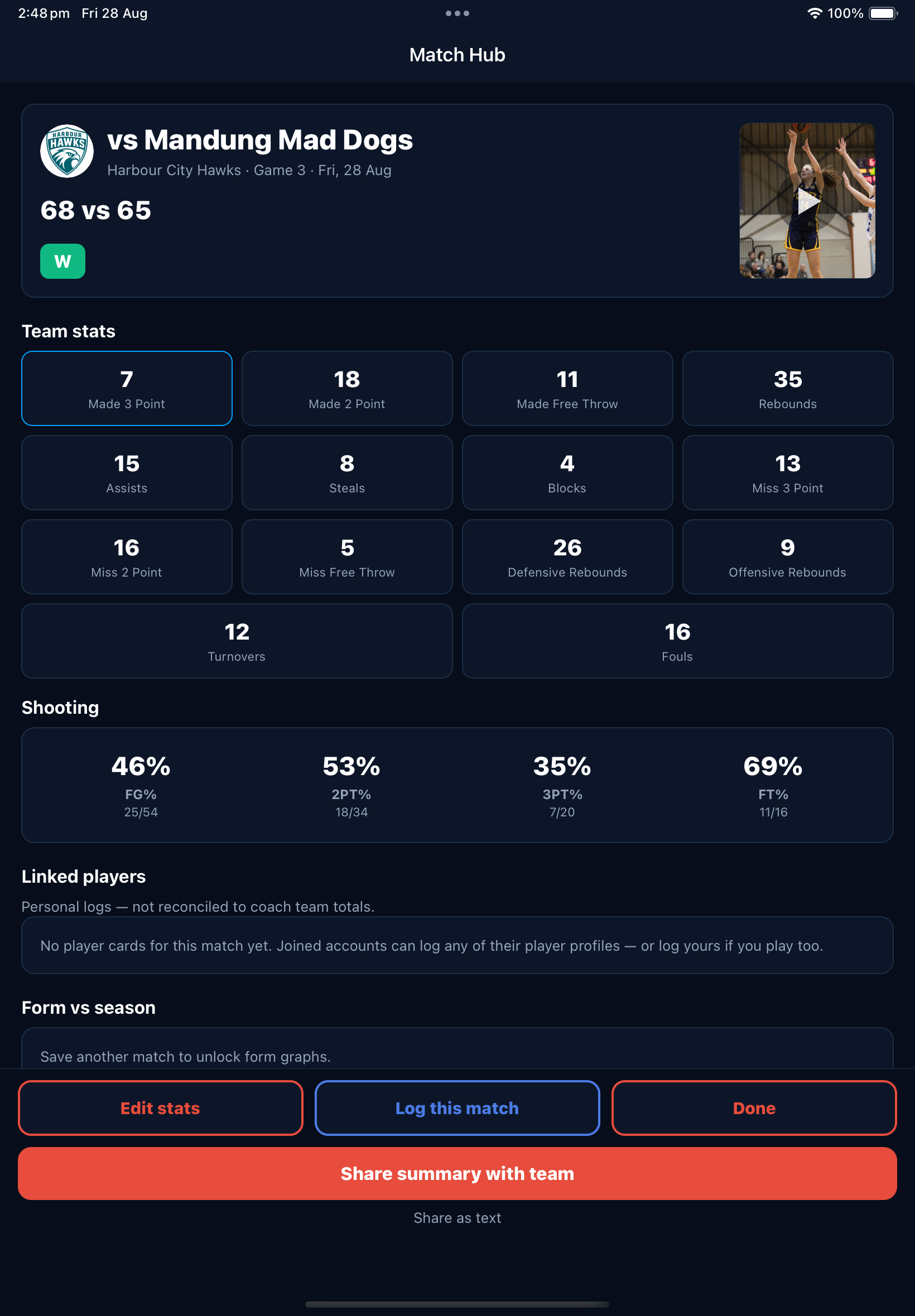 Match Hub with film thumb